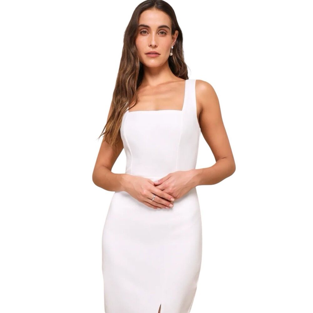 Lulus Midi Dress Womens S White Party Cocktail Grad Bodycon Baby You're The One